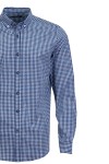 Мъжка риза цветен жакард БЯЛО И ТЪМНОСИНЬО КАРЕ 100 % памук SLIM FIT № L