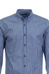 Мъжка риза цветен жакард БЯЛО И ТЪМНОСИНЬО КАРЕ 100 % памук SLIM FIT № L