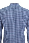 Мъжка риза цветен жакард БЯЛО И ТЪМНОСИНЬО КАРЕ 100 % памук SLIM FIT № L