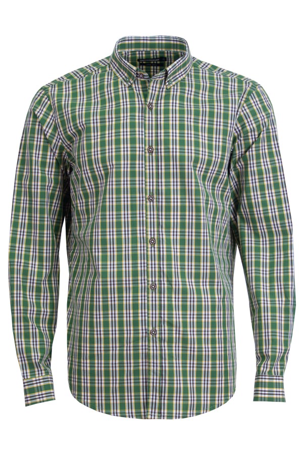 Мъжка риза КАРЕ ЗЕЛЕНА 100 % памук SLIM FIT № L