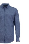 Мъжка риза ИНДИГО ПРИНТ С БЯЛО И БОРДО 100 % памук SLIM FIT № L