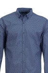 Мъжка риза ИНДИГО ПРИНТ С БЯЛО И БОРДО 100 % памук SLIM FIT № L