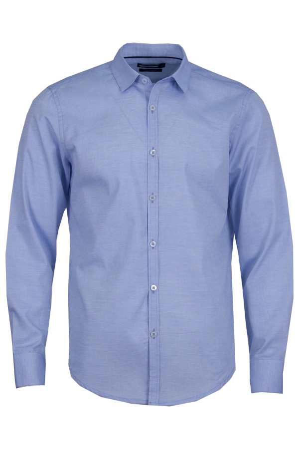 Мъжка риза C1 СТРУКТУРА БЯЛО И СИНЬО SLIM FIT № M