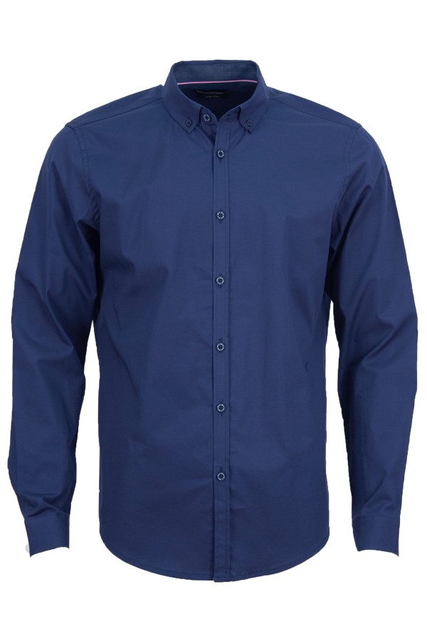 Мъжка риза C1А с фалта ТЪМНОСИНЯ SLIM FIT № M