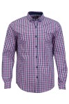 Мъжка риза C1А с фалта КАРЕ ИНДИГО И МАЛИНА SLIM FIT № L