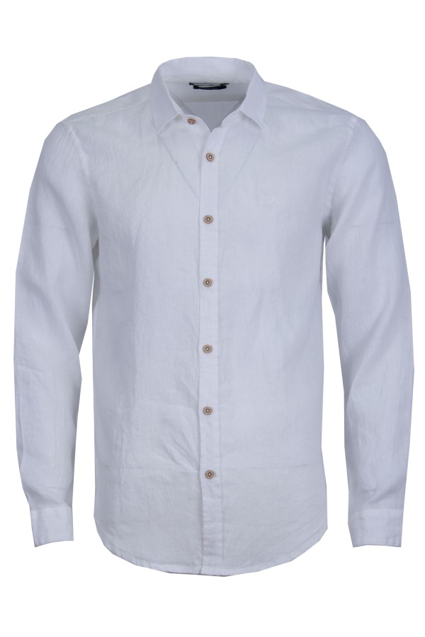 Мъжка риза дълъг ръкав ЛЕН БЯЛА SLIM FIT № M