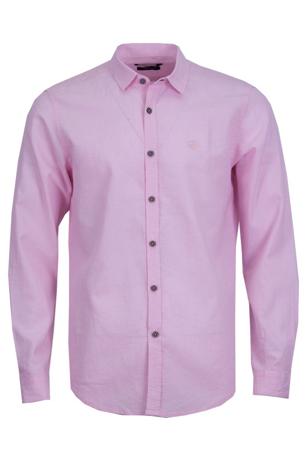 Мъжка риза дълъг ръкав ЛЕН БЛЕДОРОЗОВА SLIM FIT № M