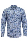 Мъжка риза дълъг ръкав ЛЕН БЯЛА ПРИНТ SLIM FIT № M
