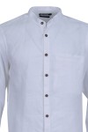Мъжка риза яка тип столче и джоб филетки ЛЕН БЯЛА SLIM FIT № M