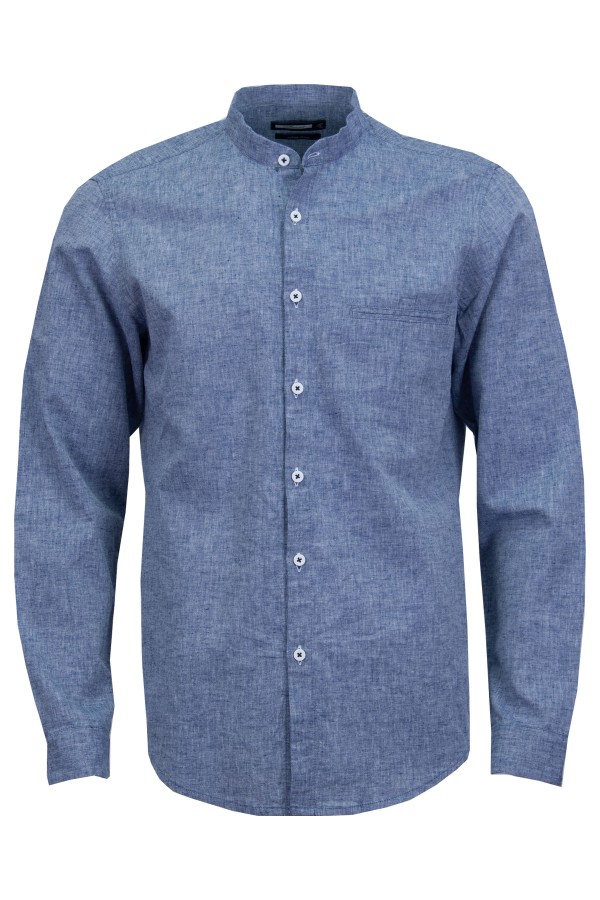 Мъжка риза яка тип столче и джоб филетки ЛЕН ДЕНИМ SLIM FIT № M