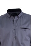 Мъжка риза с контрастен кант на яката и филетка, цвят - сив