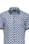 Мъжка риза къс ръкав с плетени детайли ПРИНТ ПАЛМИ 100 % памук SLIM FIT № L Мъжка риза къс ръкав с плетени детайли ПРИНТ ПАЛМИ 100 % памук SLIM FIT № L