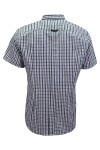 Мъжка риза къс ръкав с детайли от трико КАРЕ ИНДИГО И ТАУПЕ SLIM FIT № M