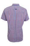 Мъжка риза къс ръкав с детайли от трико КАРЕ ИНДИГО И ВИНО SLIM FIT № M