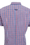Мъжка риза къс ръкав с детайли от трико КАРЕ ИНДИГО И ВИНО SLIM FIT № M
