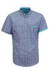 Мъжка риза къс ръкав с детайли от трико ПРИНТ КРЪГОВЕ SLIM FIT № M