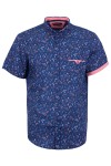 Мъжка риза къс ръкав с детайли от трико ПРИНТ ЛИСТА SLIM FIT № M