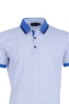 Polo Shirt с плетена яка синя принт звезди БЯЛ 