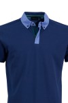 Polo Shirt с цип и детайли от допълнителен плат ТЪМЕН ДЕНИМ 