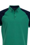 Polo Shirt с реглан ръкав от контрастен цвят ЗЕЛЕН 95 % памук - 5 % ликра slim fit M