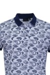 Polo Shirt с плетена яка и маншети дигитален принт ПЕЙСЛИ БЯЛА