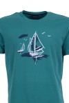 Мъжка тениска BOAT IN THE SEA ТРЕВА slim fit M