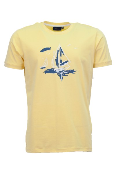 Мъжка тениска BOAT IN THE SEA ЖЪЛТА slim fit L
