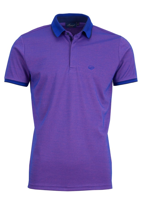 Polo Shirt с плетена яка и скрито закопчаване ЛИЛАВ МЕЛАНЖ 