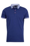 Polo Shirt с плетена яка фино райе ТЪМНОСИН 