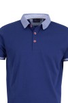Polo Shirt с плетена яка фино райе ТЪМНОСИН 
