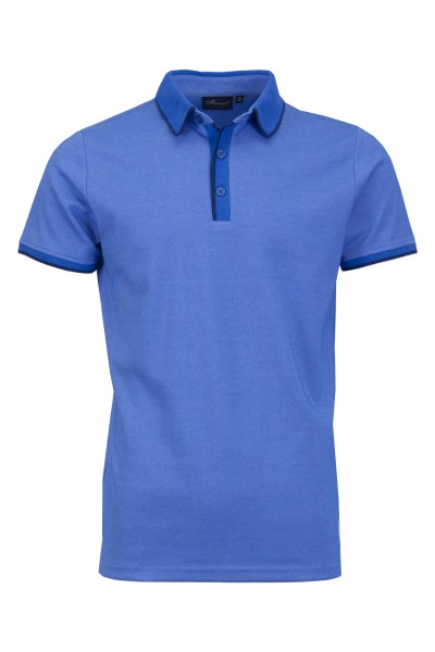 Polo Shirt с плетени яка, канони и маншети краен кант СИН МЕЛАНЖ classic XL