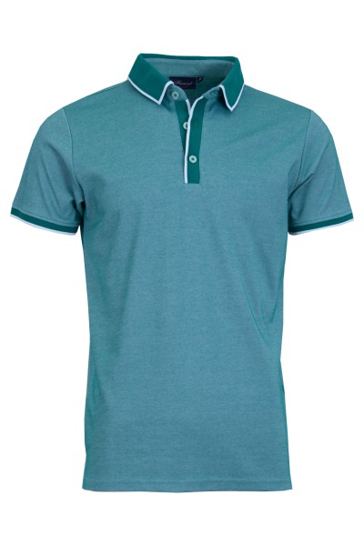 Polo Shirt с плетени яка, канони и маншети краен кант ЗЕЛЕН МЕЛАНЖ 