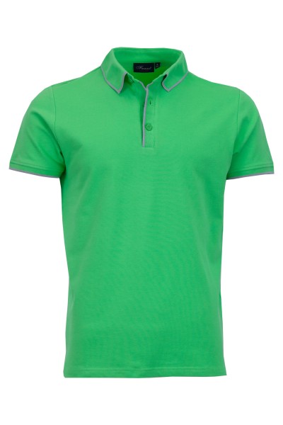 Polo Shirt с плетени яка, канони и маншети краен кант ЗЕЛЕН НЕОН slim fit M