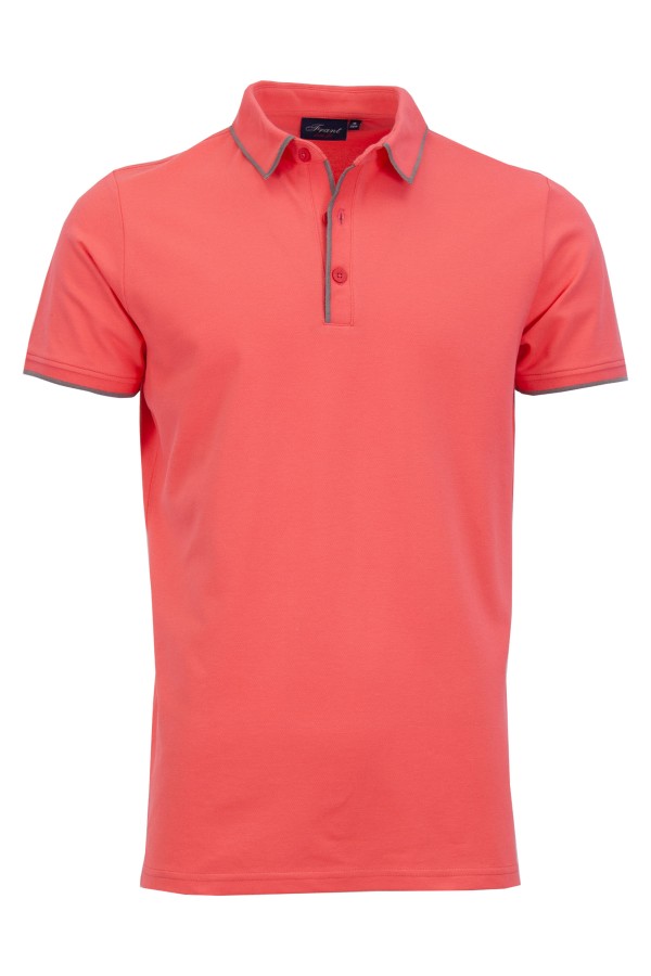Polo Shirt с плетени яка, канони и маншети краен кант КОРАЛ 