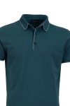 Polo Shirt с плетени яка, канони и маншети краен кант ТЪМНОЗЕЛЕН