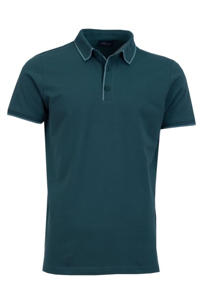 Polo Shirt с плетени яка, канони и маншети краен кант ТЪМНОЗЕЛЕН