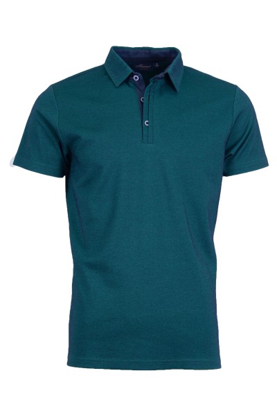 Polo Shirt с детайли от допълнителен плат СМАРАГД МЕЛАНЖ 
