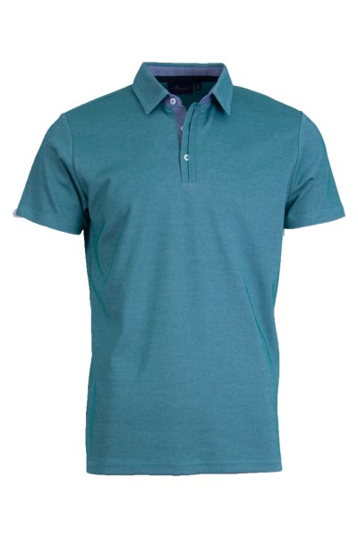 Polo Shirt с детайли от допълнителен плат ЗЕЛЕН МЕЛАНЖ 