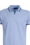 Polo Shirt V бие с плетена яка, канони и маншети СВЕТЛОСИН slim fit M