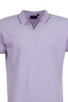 Polo Shirt V бие с плетена яка, канони и маншети БЛЕДОЛИЛАВ slim fit M