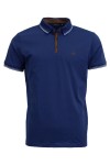Polo Shirt с плетена яка и детайли от алкантара ТЪМНОСИН 