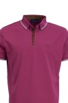 Polo Shirt с плетена яка и детайли от алкантара МАЛИНА 