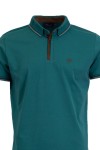 Polo Shirt с плетена яка и детайли от алкантара ЗЕЛЕН 