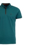 Polo Shirt с плетена яка и детайли от алкантара ЗЕЛЕН 