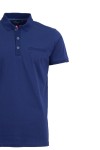 Polo Shirt с плетена яка и джоб филетка ТЪМНОСИН 