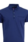 Polo Shirt с плетена яка и джоб филетка ТЪМНОСИН 