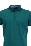 Polo Shirt с плетена яка и маншети двуцветен жакард ЗЕЛЕН 