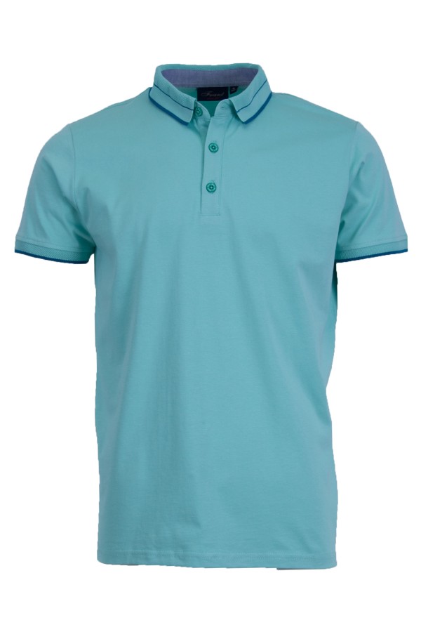 Polo Shirt с плетена яка и маншети двуцветен жакард АКВА 
