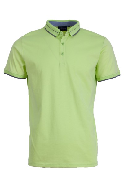 Polo Shirt с плетена яка и маншети двуцветен жакард ЗЕЛЕН ЯБЪЛКА 