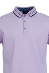 Polo Shirt с плетена яка и маншети двуцветен жакард БЛЕДОЛИЛАВ slim fit M